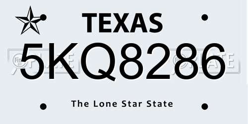 5KQ8286 Texas License Plate