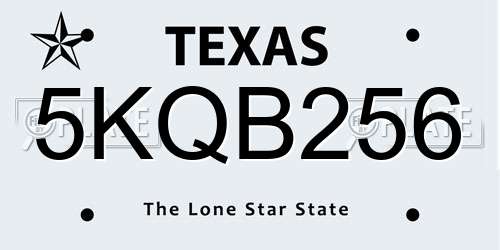 5KQB256 Texas License Plate