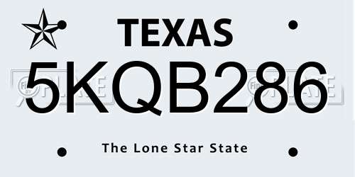 5KQB286 Texas License Plate