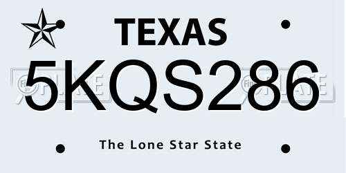 5KQS286 Texas License Plate