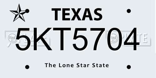 5KT5704 Texas License Plate