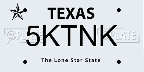 5KTNK Texas License Plate