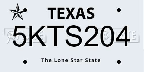 5KTS204 Texas License Plate