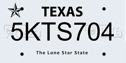 5KTS704 Texas License Plate