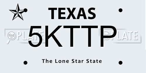5KTTP Texas License Plate