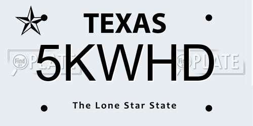 5KWHD Texas License Plate