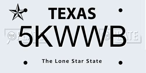 5KWWB Texas License Plate
