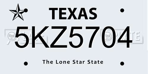 5KZ5704 Texas License Plate