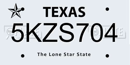 5KZS704 Texas License Plate