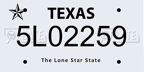 5L02259 Texas License Plate