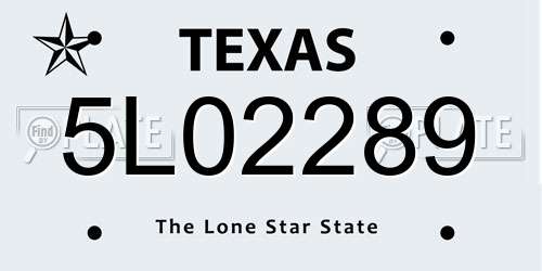 5L02289 Texas License Plate
