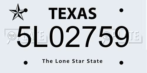5L02759 Texas License Plate