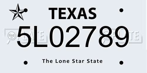 5L02789 Texas License Plate