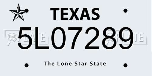 5L07289 Texas License Plate