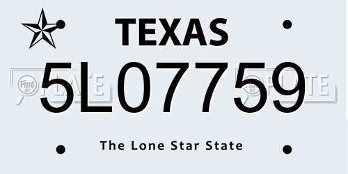 5L07759 Texas License Plate