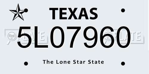 5L07960 Texas License Plate
