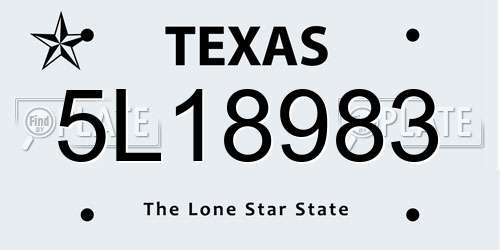5L18983 Texas License Plate