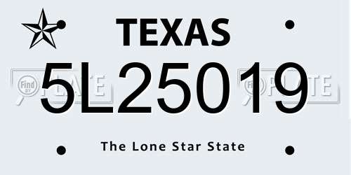 5L25019 Texas License Plate