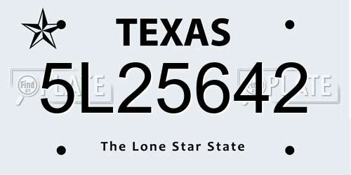 5L25642 Texas License Plate