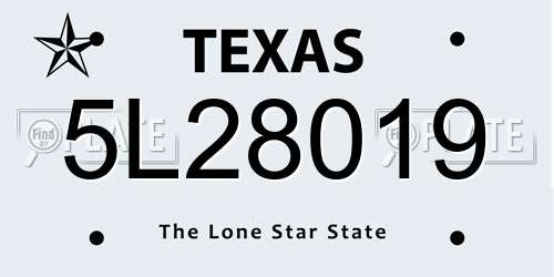 5L28019 Texas License Plate