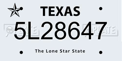 5L28647 Texas License Plate
