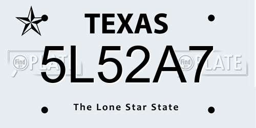 5L52A7 Texas License Plate