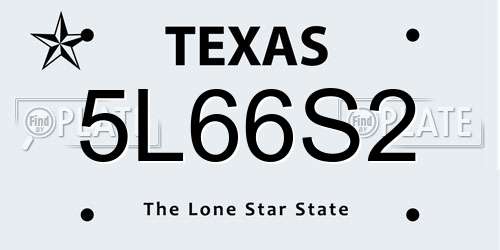 5L66S2 Texas License Plate