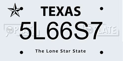 5L66S7 Texas License Plate