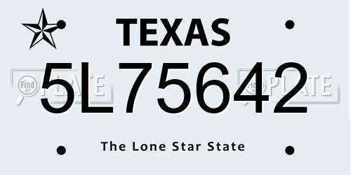 5L75642 Texas License Plate