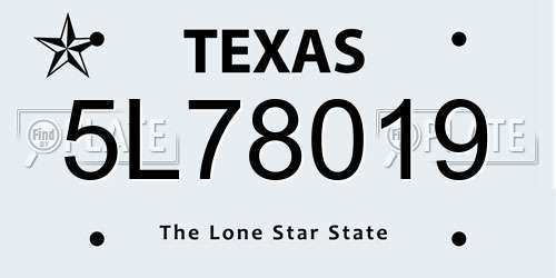 5L78019 Texas License Plate