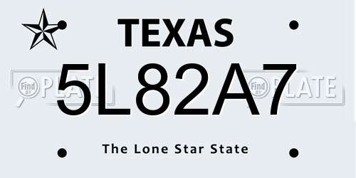 5L82A7 Texas License Plate