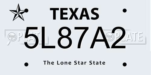 5L87A2 Texas License Plate