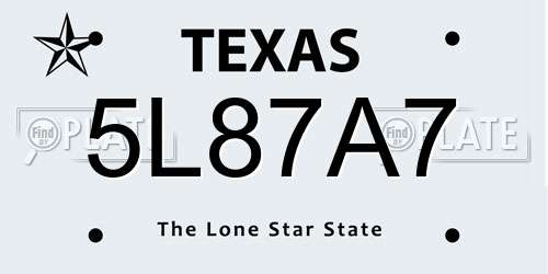 5L87A7 Texas License Plate