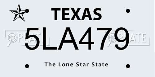 5LA479 Texas License Plate
