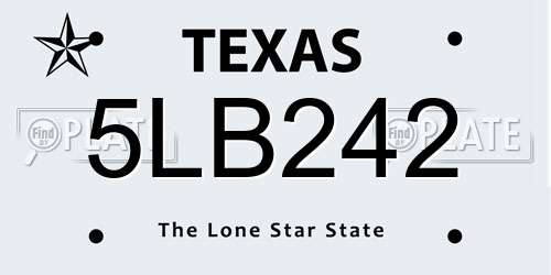 5LB242 Texas License Plate