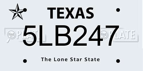 5LB247 Texas License Plate