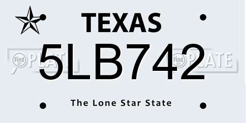 5LB742 Texas License Plate