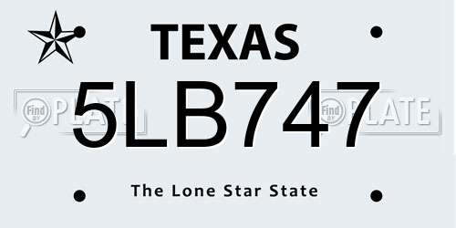 5LB747 Texas License Plate