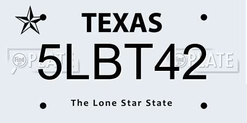 5LBT42 Texas License Plate