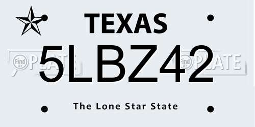 5LBZ42 Texas License Plate