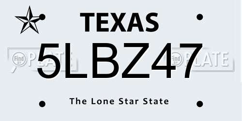 5LBZ47 Texas License Plate