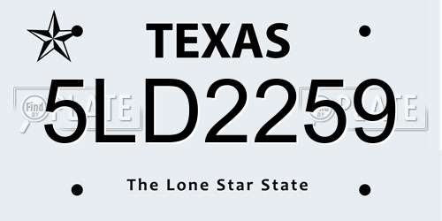 5LD2259 Texas License Plate