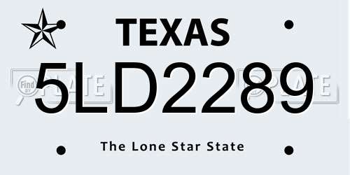 5LD2289 Texas License Plate