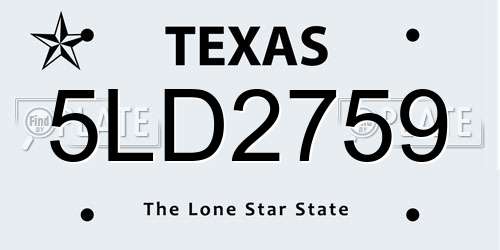 5LD2759 Texas License Plate