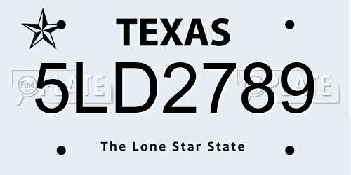 5LD2789 Texas License Plate
