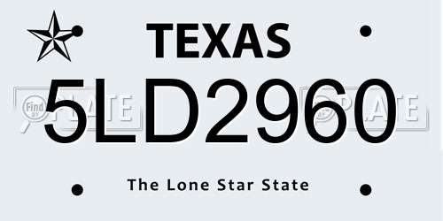 5LD2960 Texas License Plate