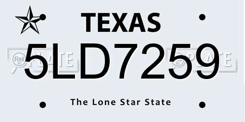 5LD7259 Texas License Plate