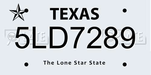 5LD7289 Texas License Plate