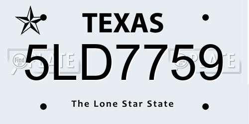 5LD7759 Texas License Plate