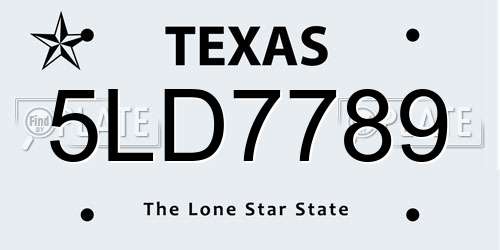 5LD7789 Texas License Plate